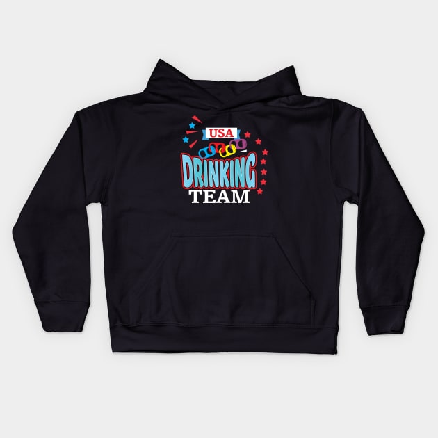 USA Drinking Team Kids Hoodie by Diannas